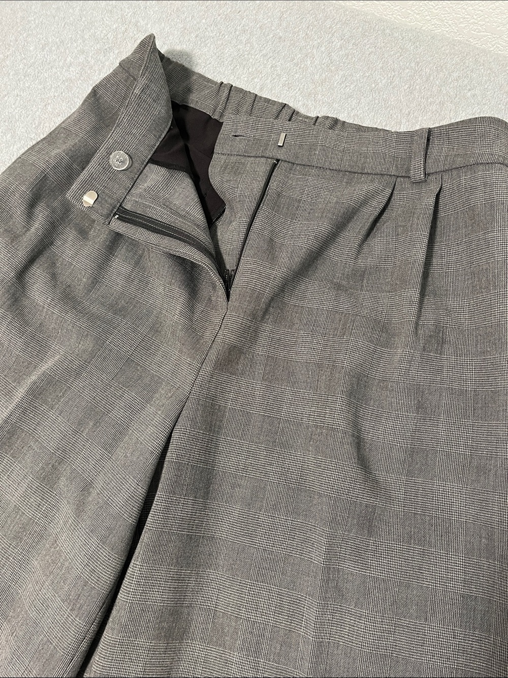 Open Edit Wide Leg Trouser Pants Size 12 Pleated Plaid High Rise Office Career - Picture 10 of 11